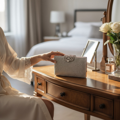 Silver Crystal Dazzle Wedding Clutch Purse P3591  Silver Crystal Dazzle Wedding Clutch Purse P3591