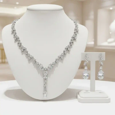 CZ Crystal Bridal and Formal Jewelry Set ne9613