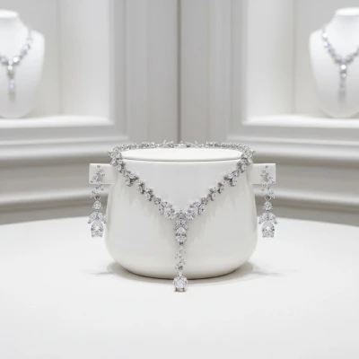 CZ Crystal Bridal and Formal Jewelry Set ne9613