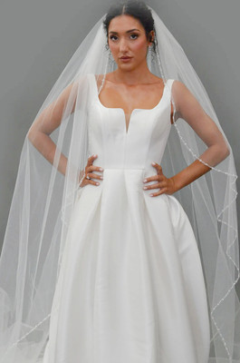 Pearl and Crystal Beaded Cascade Royal Cathedral Wedding Veil