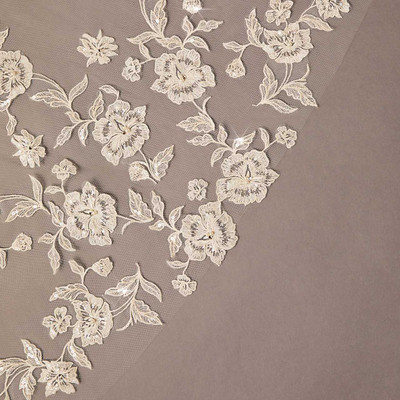 Waltz Length Wedding Veil with Pearl Beaded Lace Envogue V2688WZ-M