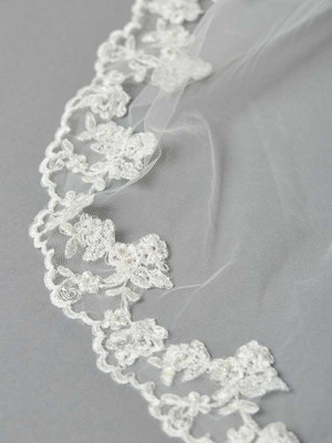 Beaded Lace Mantilla Cathedral Wedding Veil V4423