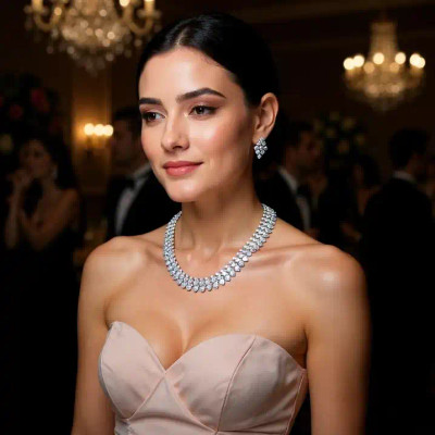 18K White Gold CZ Formal and Bridal Jewelry Set