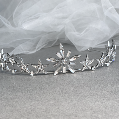 Celestial Austrian Crystal Wedding Tiara in Silver Rhodium