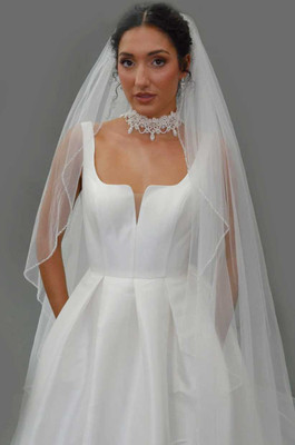 Beaded Edge Cascade Royal Cathedral Wedding Veil Elena E1607