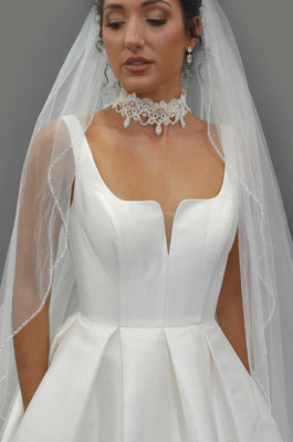 Beaded Edge Cascade Royal Cathedral Wedding Veil Elena E1607