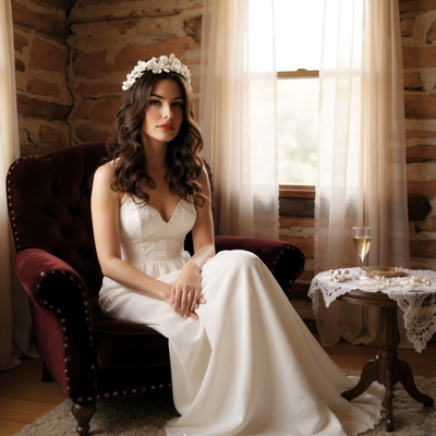 Ivory Flower and Pearl Wedding Headband hp9665