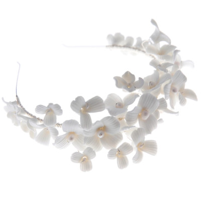 Ivory Flower and Pearl Wedding Headband hp9665