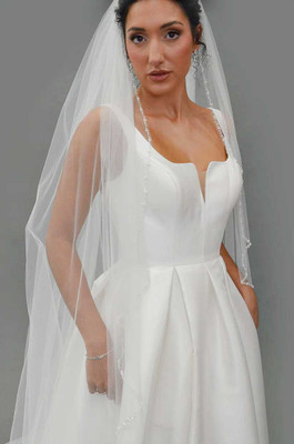 Pearl and Crystal Beaded Cascade Cathedral Wedding Veil E1615C