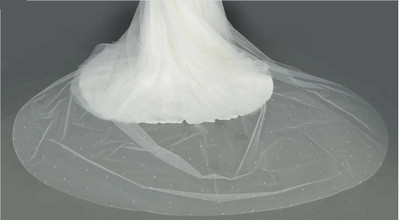 Beaded Edge Pearl and Crystal Royal Cathedral Wedding Veil 890