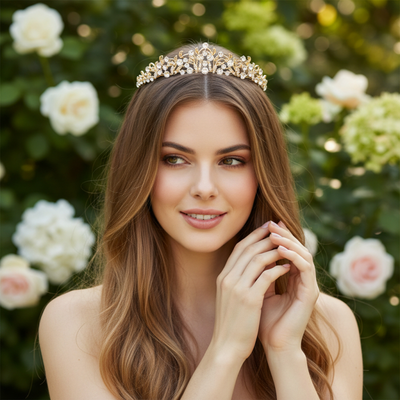 Petite Gold Scroll Crystal Wedding Tiara hp3869 
