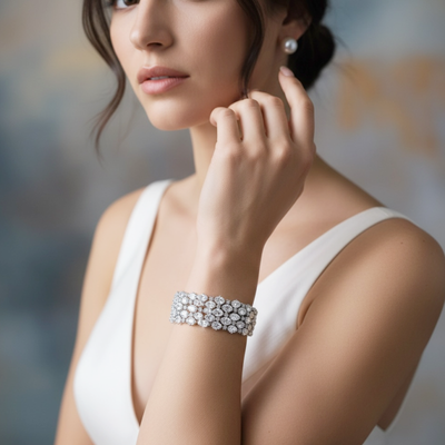 Luxurious CZ Statement Wedding Bracelet b3820