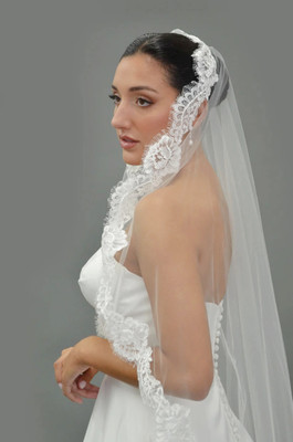Mantilla Style Wedding Veil in Knee and Royal Cathedral Lengths