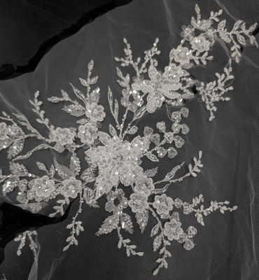 Cathedral Wedding Veil with Beautifully Beaded Floral Lace E1561 