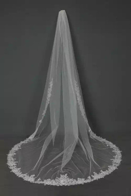  Cathedral Wedding Veil with Heavily Beaded Lace CF261 - Sale!
