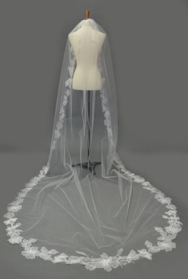 Beaded Embroidery Royal Cathedral Wedding Veil Ansonia E1636