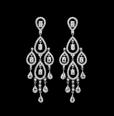Sterling Silver Chandelier CZ Wedding Earrings