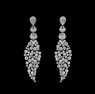 Exquisite Sterling Silver Drop CZ Wedding Earrings