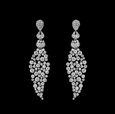 Exquisite Sterling Silver Drop CZ Wedding Earrings