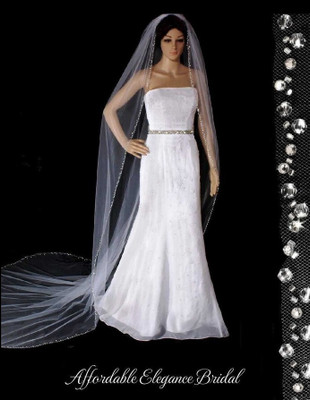 Crystal and Rhinestone Regal Cathedral Mantilla Wedding Veil 