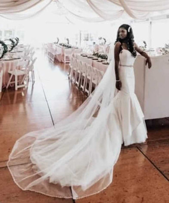 Crystal and Rhinestone Regal Cathedral Mantilla Wedding Veil