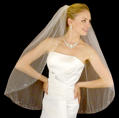 Blizzard Beaded Edge Fingertip or Cathedral Wedding Veil