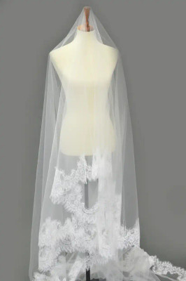 Two Layer Chantilly Lace Royal Cathedral Drop Wedding Veil