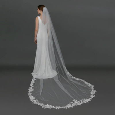 Romantic Floral Vine Lace Cathedral Wedding Veil V6393