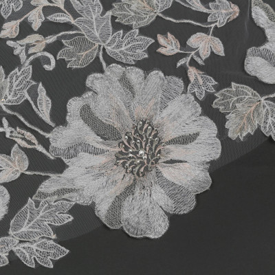 Pink and Ivory Lace Royal Cathedral Wedding Veil V6297
