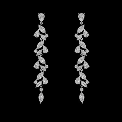 CZ Bridal Bracelet and Drop Earrings in Silver or Gold Plating 