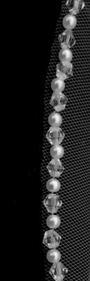 Pearl and Crystal Beaded Edge Fingertip Wedding Veil V3302