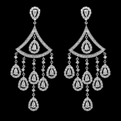Luxe CZ Chandelier Bridal Earrings in Silver Plating