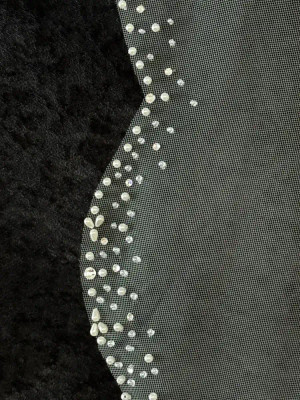 Pearl and Rhinestone Beaded Mantilla Knee Length Wedding Veil