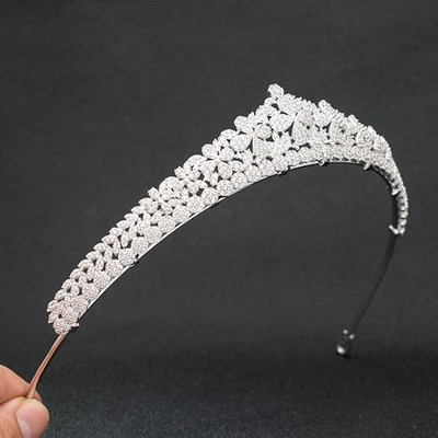 Petite Platinum Silver Plated CZ Wedding Tiara