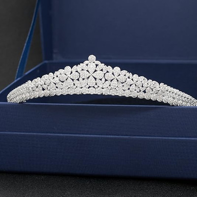 Petite Platinum Silver Plated CZ Wedding Tiara