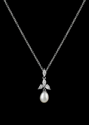 CZ and Freshwater Pearl Wedding Jewelry Set ne346