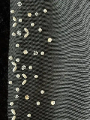 Fingertip Wedding Veil with Pearl & Crystal Border Scatter