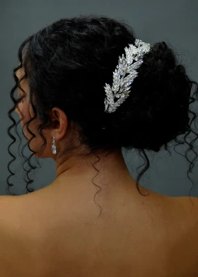 Crystal Leaf Wedding Headband in Silver E290H