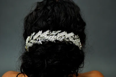 Crystal Leaf Wedding Headband in Silver E290H