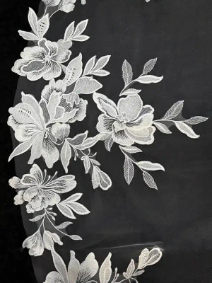 Royal Cathedral Wedding Veil with Large Lace Flowers CF949