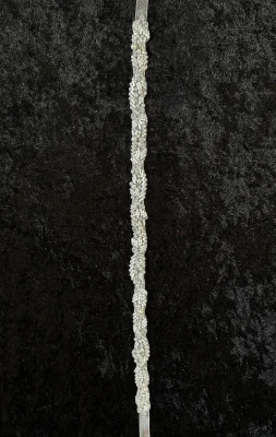 Opaque Bugle Bead, Pearl and Crystal Wedding Belt 9752