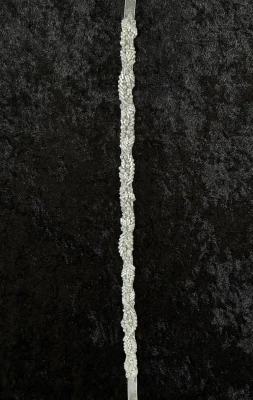 Opaque Bugle Bead, Pearl and Crystal Wedding Belt 9752
