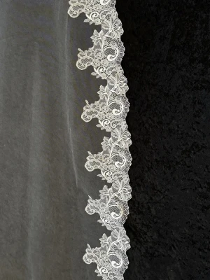 Royal Cathedral Wedding Veil with 5" Chantilly Lace CF947