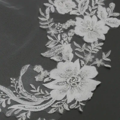 Beaded Floral Vine Lace Cathedral Wedding Veil V6225C
