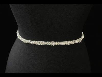 Graduated Pearl and Rhinestone Wedding Belt 9751