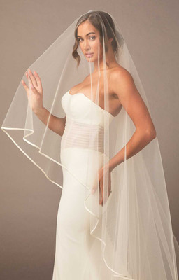Two Layer Royal Cathedral Wedding Veil with Satin Ribbon Edge