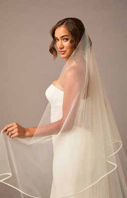 Two Layer Royal Cathedral Wedding Veil with Satin Ribbon Edge