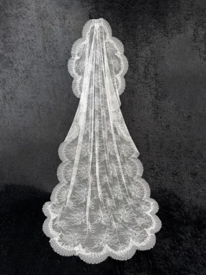 All Chantilly Lace Mantilla Chapel Length Wedding Veil C644
