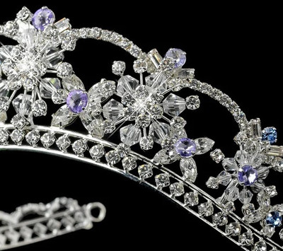 Light Blue and Amethyst Crystal Bridal and Quinceanera Tiara