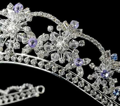 Light Blue and Amethyst Crystal Bridal and Quinceanera Tiara